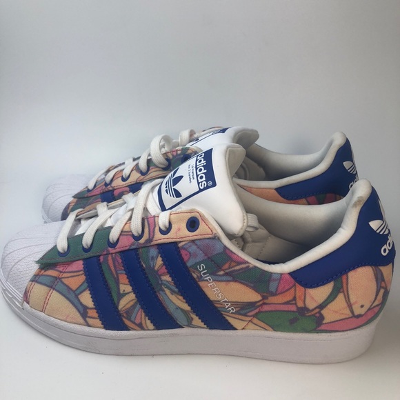 adidas Shoes - Floral colorful Superstar Adidas-small fabric tear